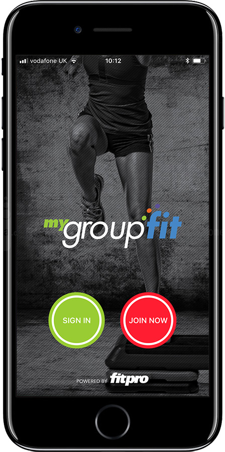 Screenshot of MyGroupFit App home screen