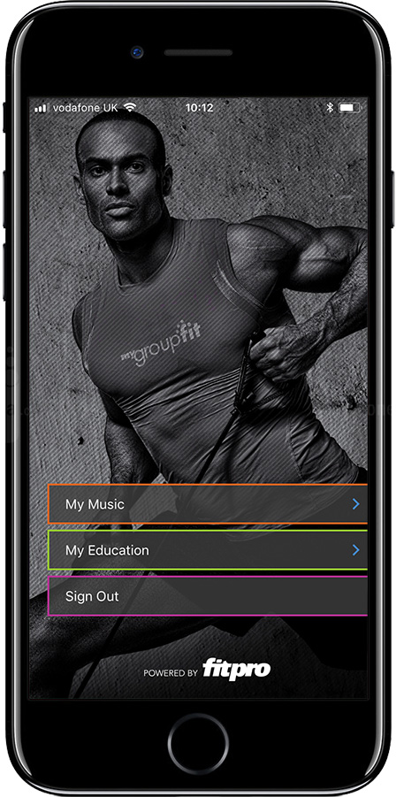 Screenshot of MyGroupFit App member home screen